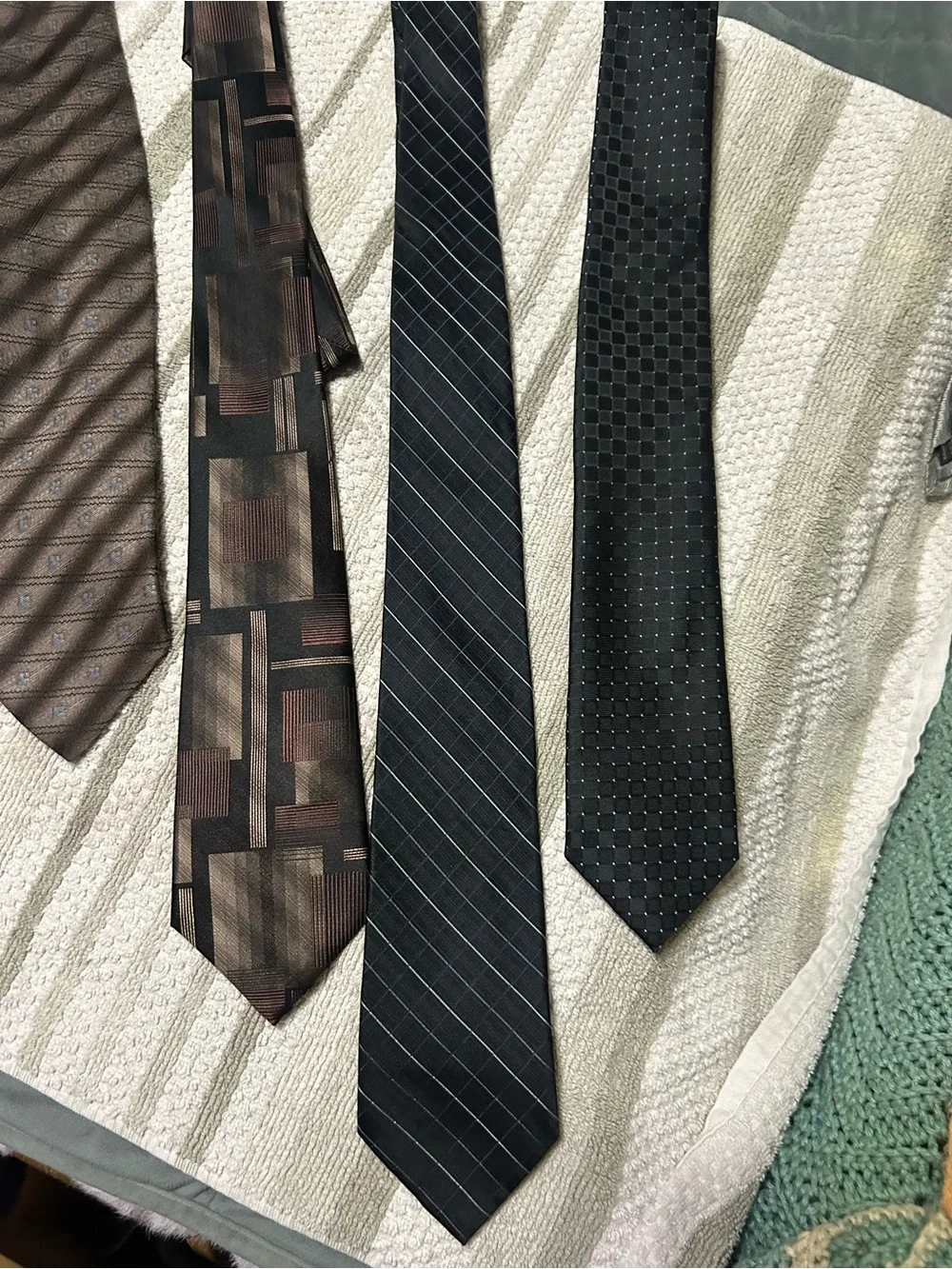 Lot of Seven Ties - Black, Gray, Silver & Brown